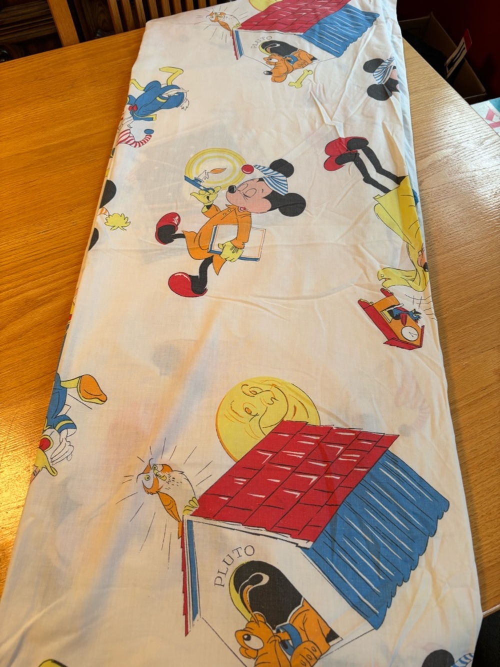 Vintage 70's Single Flat Sheet Disney Mickey/Donald/Pluto